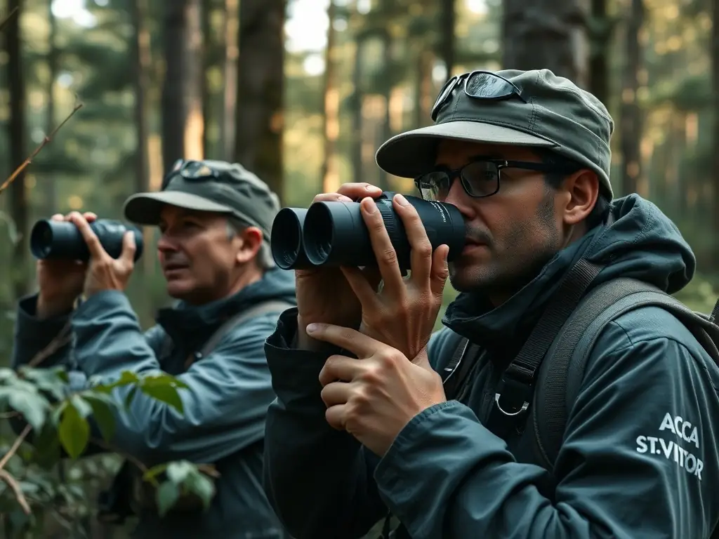 A photograph depicting ACCA ST VICTOR members participating in a wildlife census in the Saint-Victor region, showcasing their commitment to monitoring and protecting local fauna.