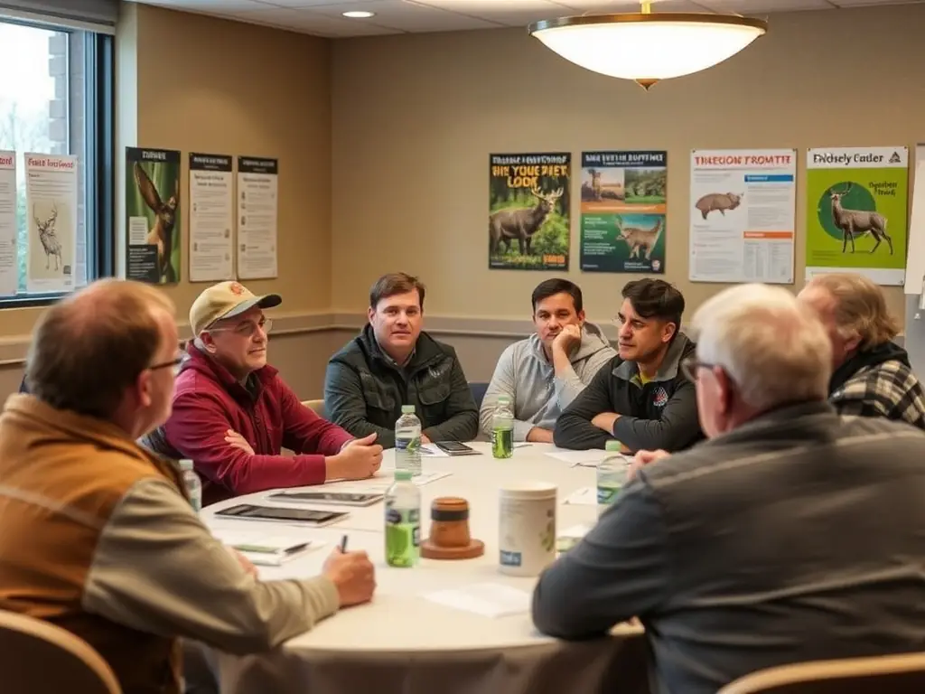 A photo of ACCA ST VICTOR members attending an educational workshop on ethical hunting practices and environmental stewardship, emphasizing their commitment to responsible resource management.